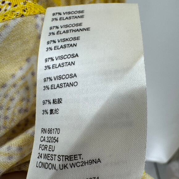 Maeve Anthropologie Fete Faux Wap Dress Sz L Midi Hi Low Yellow - Picture 7 of 7